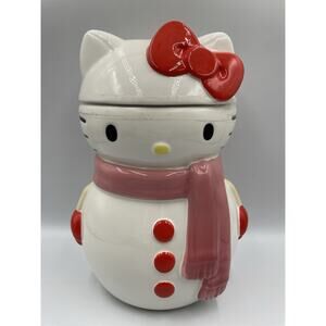 Hello Kitty Sanrio Winter Snowman ⛄️Ceramic Cookie/Snack Jar NEW With Tag